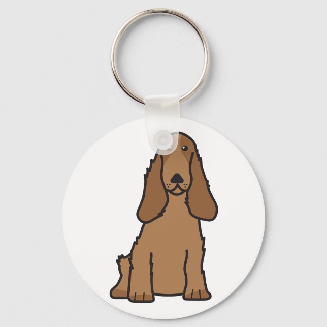 English Cocker Spaniel Dog Cartoon Keychain (Front)