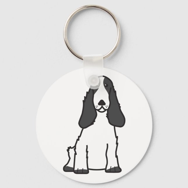 English Cocker Spaniel Dog Cartoon Keychain (Front)