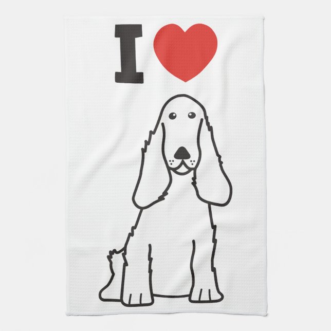 English Cocker Spaniel Dog Cartoon Kitchen Towel (Vertical)