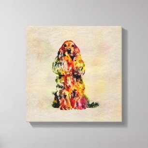 English Cocker Spaniel Dog Digital Art Canvas Print