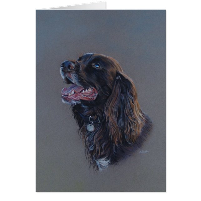 English Cocker Spaniel dog. Fine Art, Blank card. (Front)