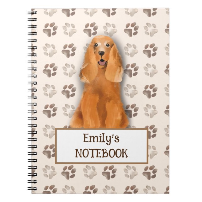 English Cocker Spaniel dog footprint customizable  Notebook (Front)