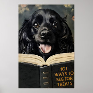 English Cocker Spaniel Dog Reading Book01 Ways to Poster