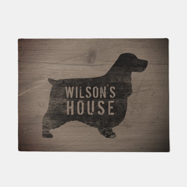 English Cocker Spaniel Dog Silhouette Personalized Doormat (Front)