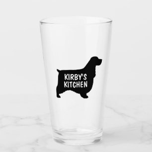 English Cocker Spaniel Dog Silhouette Personalized Glass