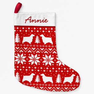 English Cocker Spaniel Dog Silhouettes Pattern Small Christmas Stocking