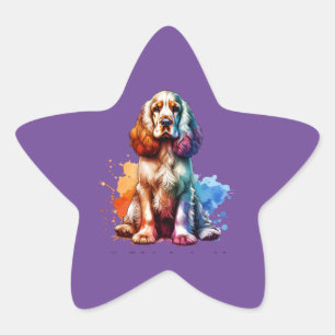 English Cocker Spaniel Dog Star Sticker