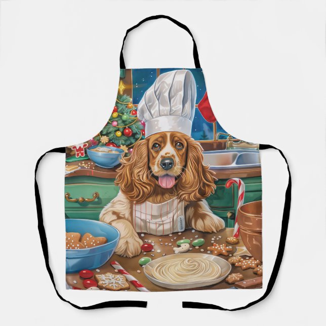 English Cocker Spaniel Holiday Baking: Christmas Apron (Front)
