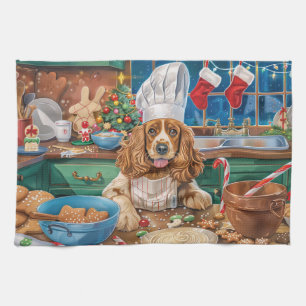 English Cocker Spaniel Holiday Baking: Christmas Kitchen Towel
