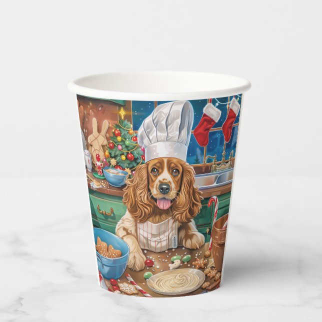 English Cocker Spaniel Holiday Baking: Christmas Paper Cups (Front)