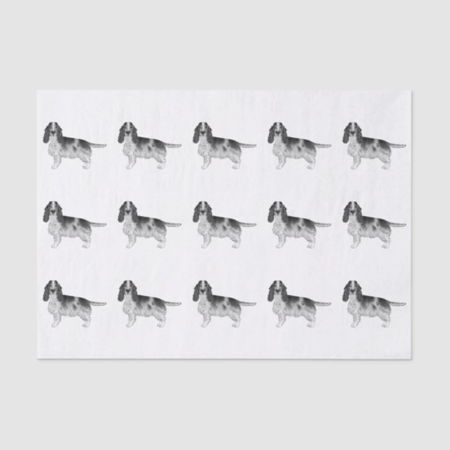 English Cocker Spaniel In Black And White Pattern Tissue Paper (Front)