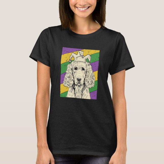 English Cocker Spaniel Jester Mardi Gras Dog Mom D T-Shirt (Front)