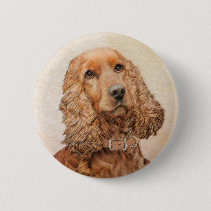 English Cocker Spaniel Painting - Original Dog Art 2 Inch Round Button