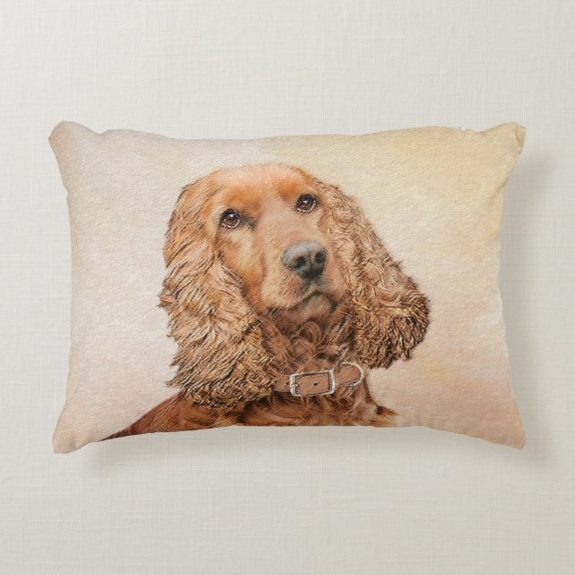 English Cocker Spaniel Painting - Original Dog Art Accent Pillow (Front)