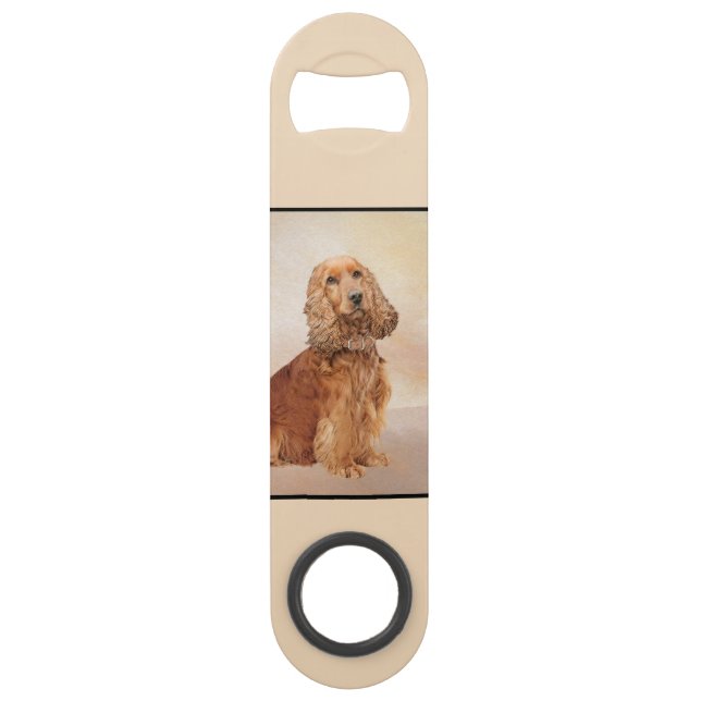 English Cocker Spaniel Painting - Original Dog Art Bar Key (Front)