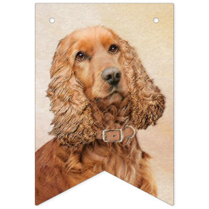English Cocker Spaniel Painting - Original Dog Art Bunting Flags