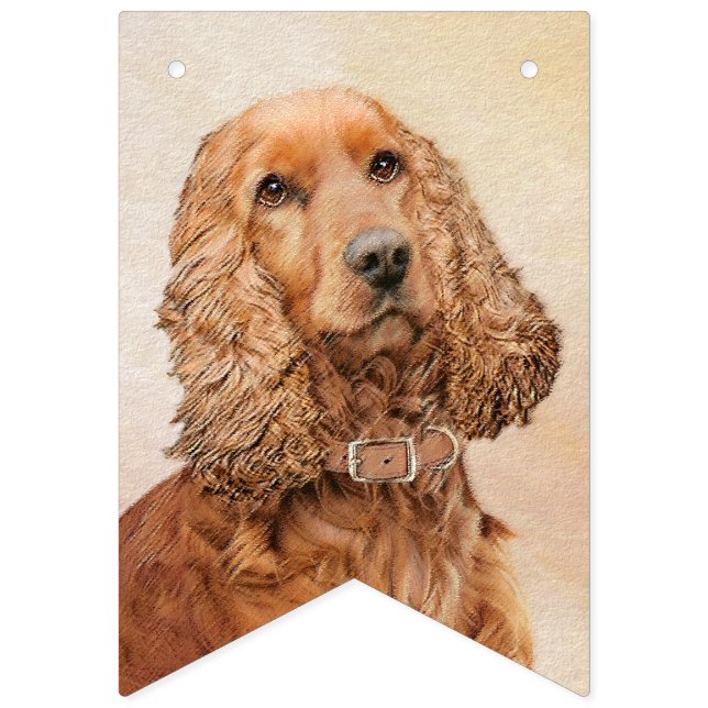 English Cocker Spaniel Painting - Original Dog Art Bunting Flags (First Flag)