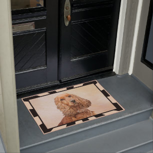 English Cocker Spaniel Painting - Original Dog Art Doormat