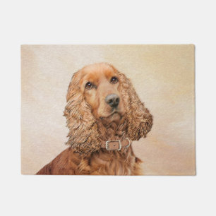 English Cocker Spaniel Painting - Original Dog Art Doormat
