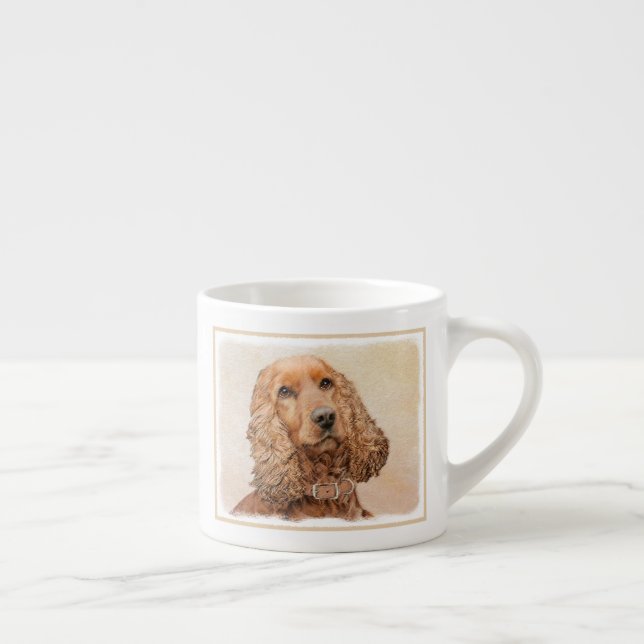 English Cocker Spaniel Painting - Original Dog Art Espresso Cup (Right)