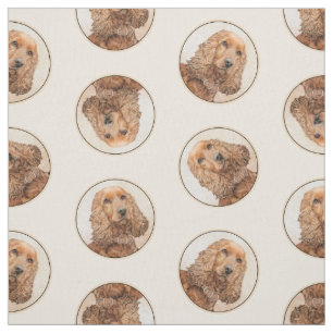 English Cocker Spaniel Painting Original Dog Art Fabric