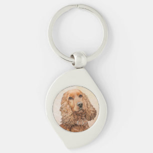 English Cocker Spaniel Painting - Original Dog Art Keychain