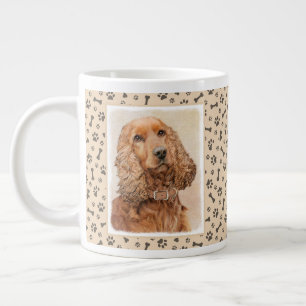 English Cocker Spaniel Painting - Original Dog Art Large Coffee Mug
