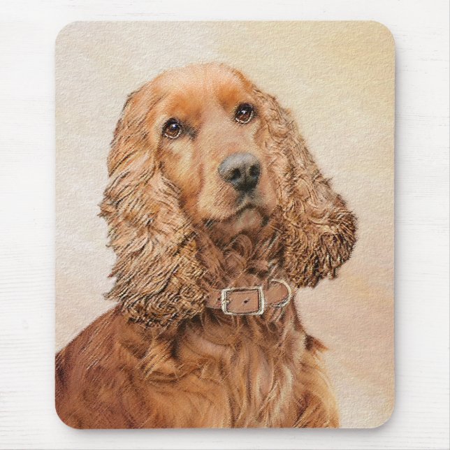 English Cocker Spaniel Painting - Original Dog Art Mouse Pad (Front)