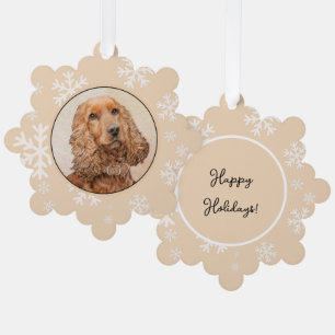 English Cocker Spaniel Painting - Original Dog Art Ornament Card