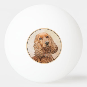 English Cocker Spaniel Painting - Original Dog Art Ping Pong Ball