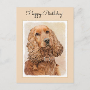 English Cocker Spaniel Painting - Original Dog Art Postcard