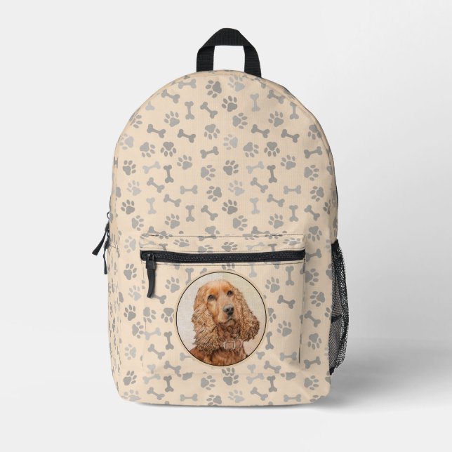 English Cocker Spaniel Painting - Original Dog Art Printed Backpack (Front)