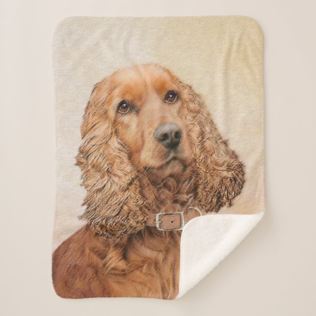 English Cocker Spaniel Painting - Original Dog Art Sherpa Blanket (Front)