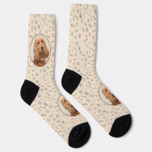 English Cocker Spaniel Painting - Original Dog Art Socks