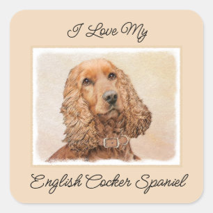English Cocker Spaniel Painting - Original Dog Art Square Sticker