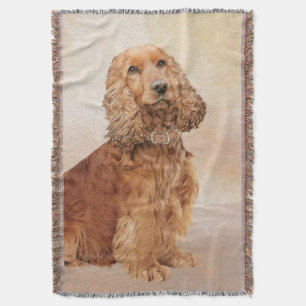 English Cocker Spaniel Painting - Original Dog Art Throw Blanket