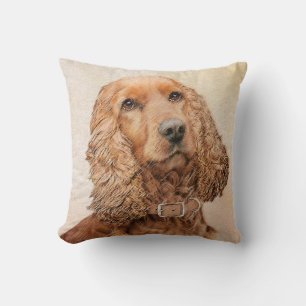 English Cocker Spaniel Painting - Original Dog Art Throw Pillow