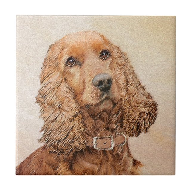 English Cocker Spaniel Painting - Original Dog Art Tile (Front)