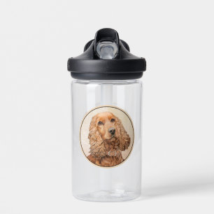 English Cocker Spaniel Painting - Original Dog Art Water Bottle