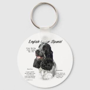 English Cocker Spaniel (parti) History Design Keychain