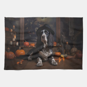 English Cocker Spaniel Pumpkins Halloween Scary  Kitchen Towel