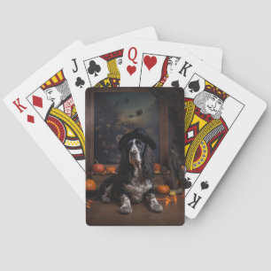 English Cocker Spaniel Pumpkins Halloween Scary  Playing Cards
