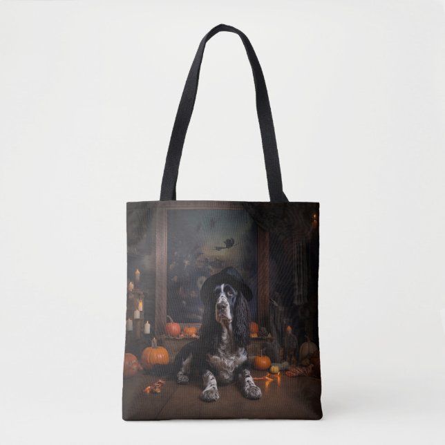 English Cocker Spaniel Pumpkins Halloween Scary  Tote Bag (Front)