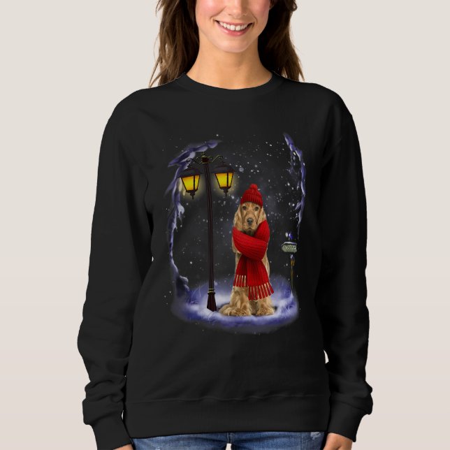 English Cocker Spaniel Santa Christmas Light Winte Sweatshirt (Front)