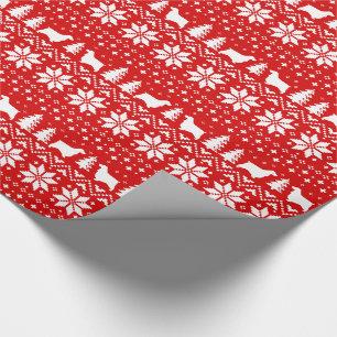 English Cocker Spaniel Silhouettes Christmas Red Wrapping Paper