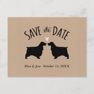 English Cocker Spaniels Wedding Save the Date Announcement Postcard