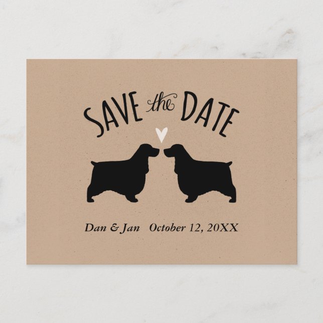 English Cocker Spaniels Wedding Save the Date Announcement Postcard (Front)