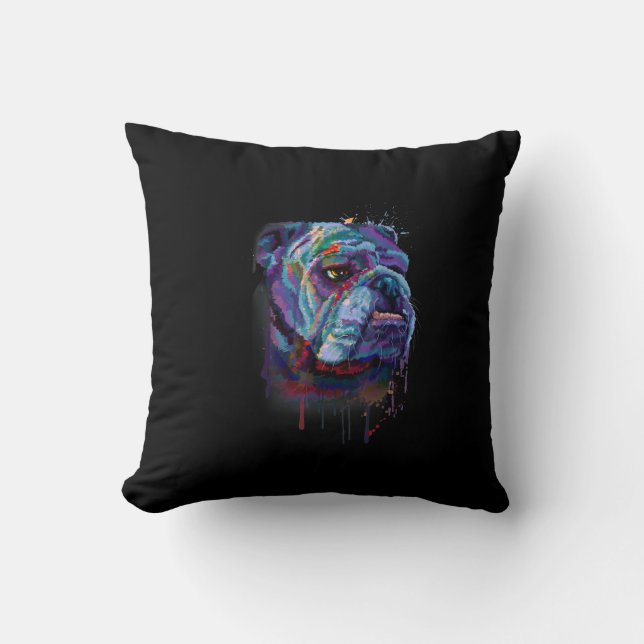 English Colourful Bulldog Gift A English Bulldog Throw Pillow (Front)