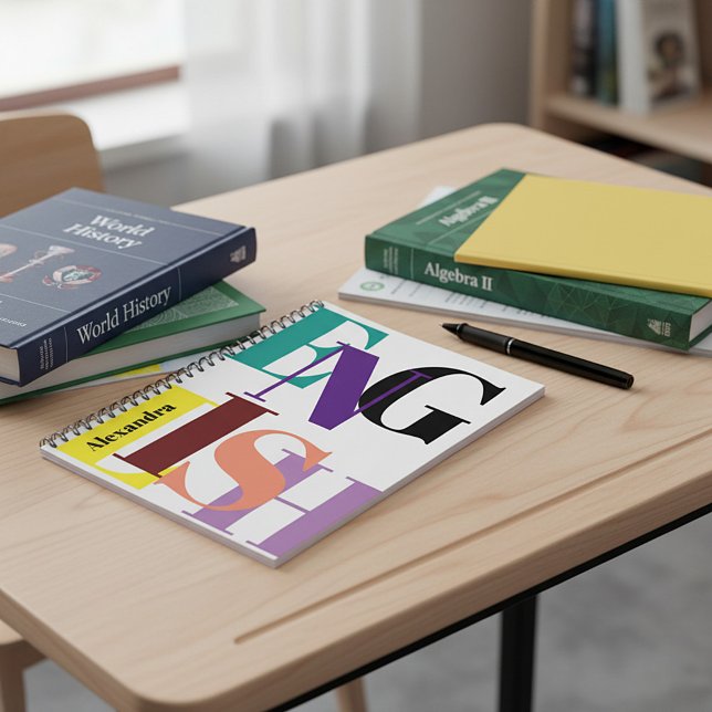 "ENGLISH" colourful personalized Notebook (Creator Uploaded)