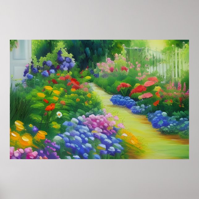 English Cottage Flower Garden Poster (Front)